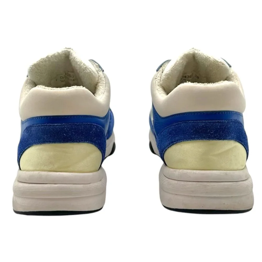 Chanel Cobalt Blue & Butter Yellow Logo Sneakers